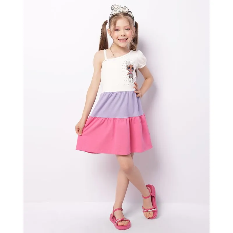 Vestido Infantil Curto Três Marias Lol Surprise + Brinde Tiara Off White 4