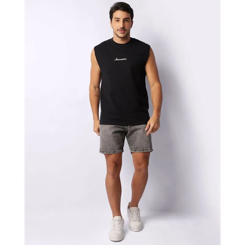 Bermuda Jeans Masculina Reta Com Bolsos Cinza 40