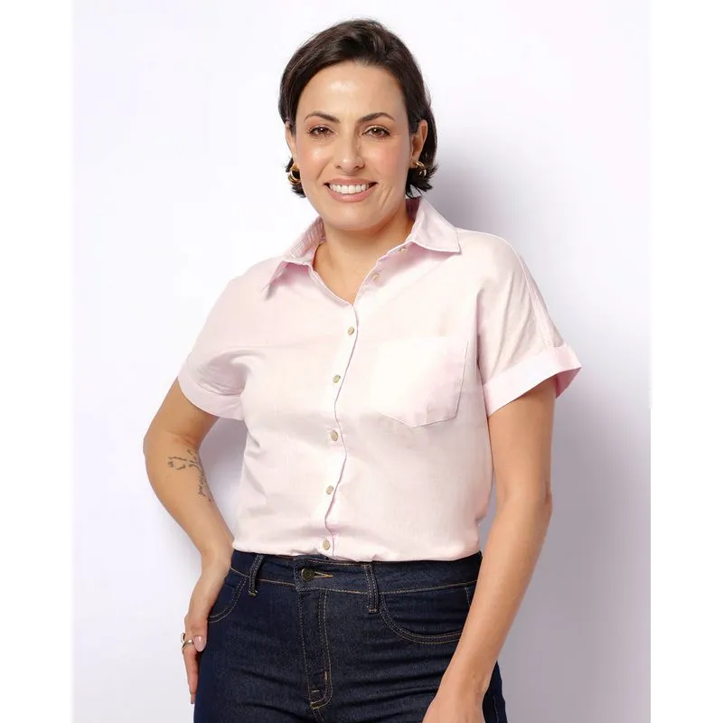 Camisa Feminina Berry & Co. com Bolso Rosa P