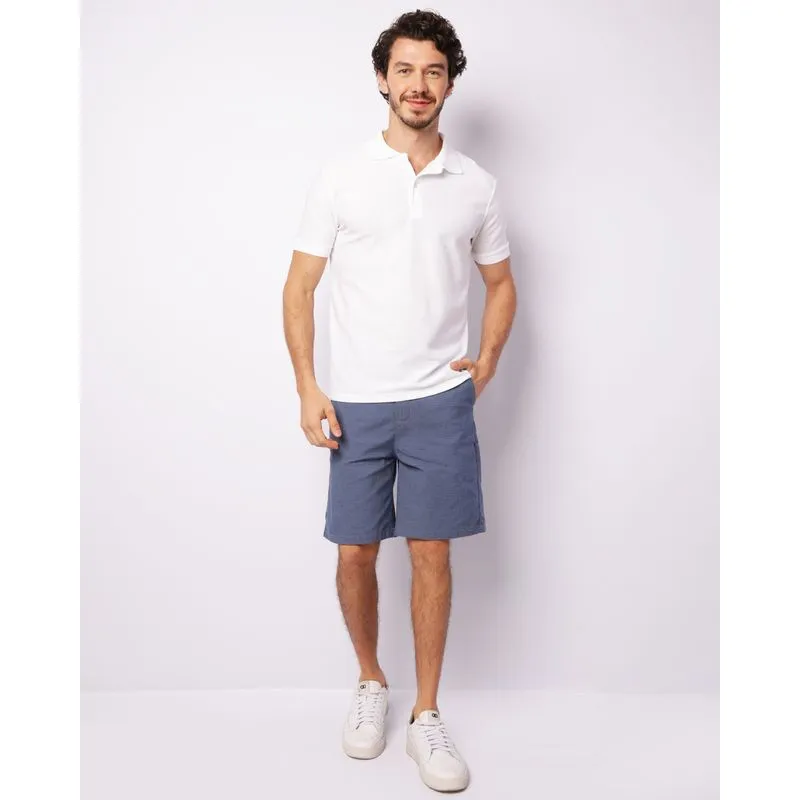 Bermuda Sarja Masculina Reta Com Bolsos Marinho 48