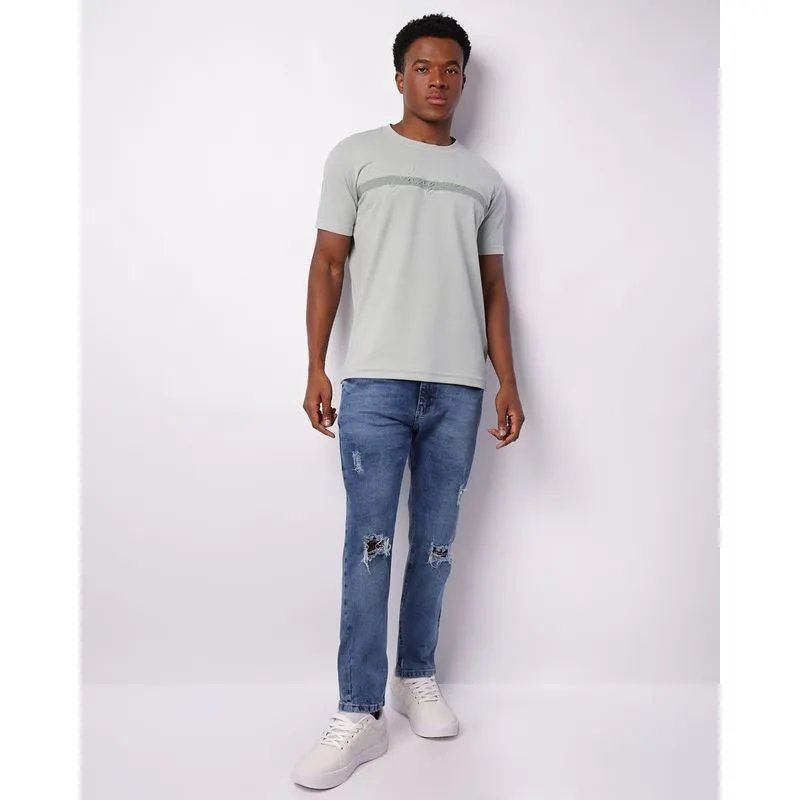Calça Jeans Masculina Skinny Destroyed Azul 38