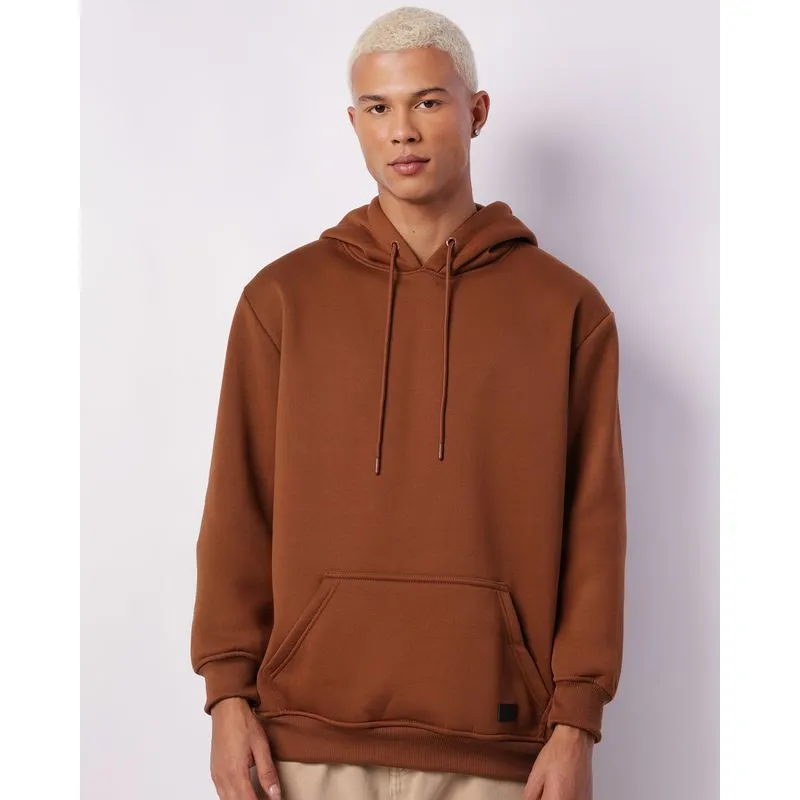 Blusão Moletom Masculino Com Capuz Básico Marrom GG