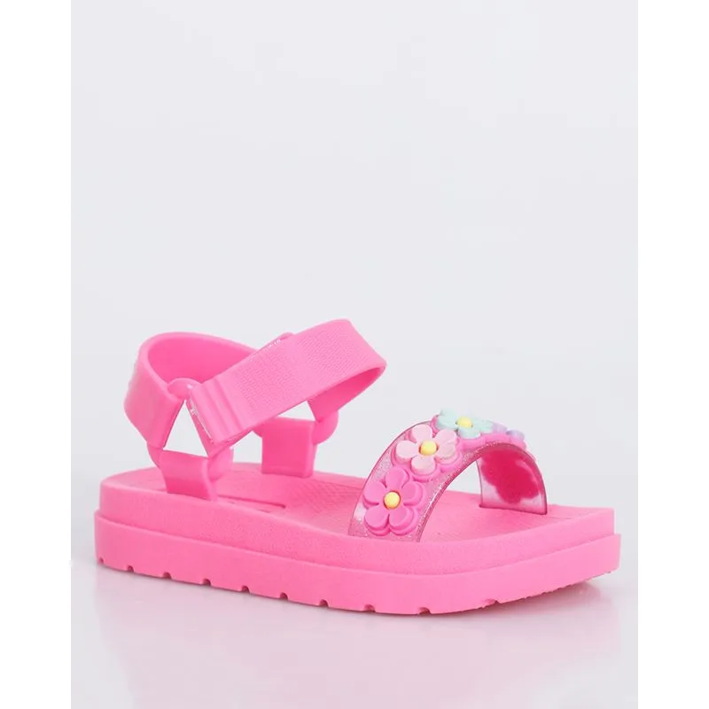 Sandália Bebê Papete Com Aplicação Rosa 19/20