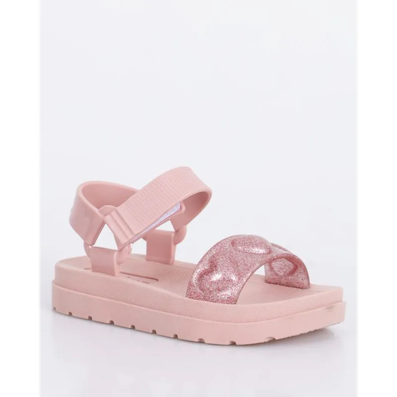 Sandália Bebê Papete Glitter Com Aplicação Rosa 23/24