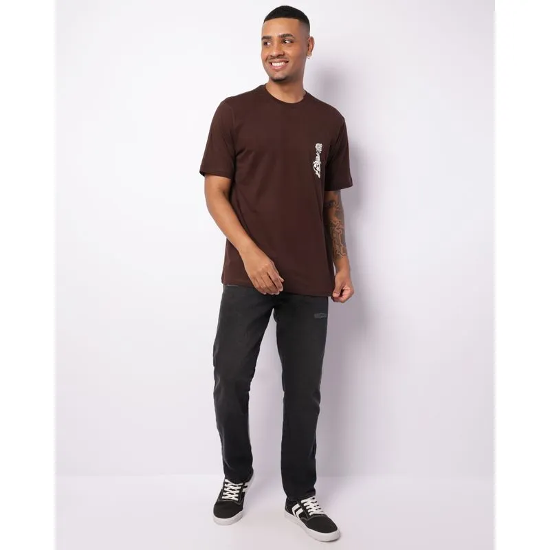 Calça Jeans Masculina Reta Com Puídos Preta 48