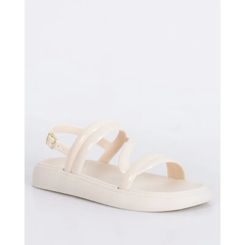 Sandália Rasteira Infantil Com Fivela Off White 31/32