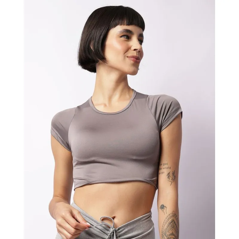 Blusa Fitness Feminina Fitter Cropped Cinza P
