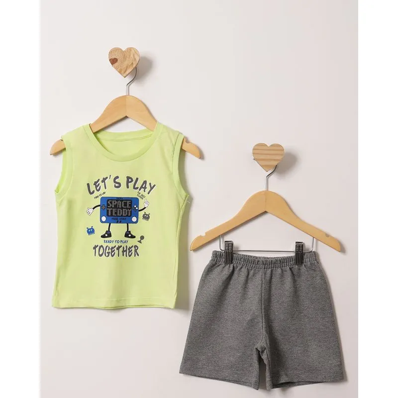 Conjunto Regata Curto Estampa Space Teddy Verde 2