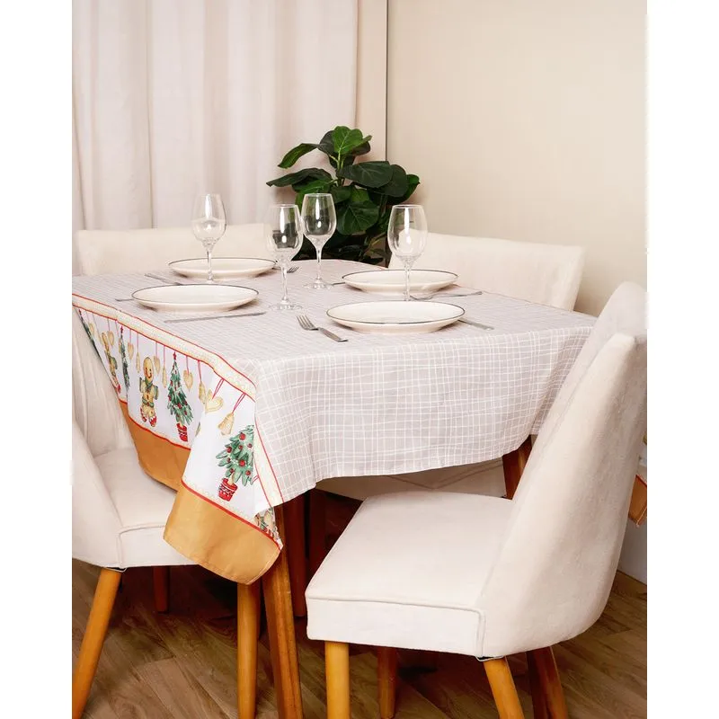 Toalha Mesa Retangular Teka 140cm x 210cm Estampa Natalina Cores Sortidas UN