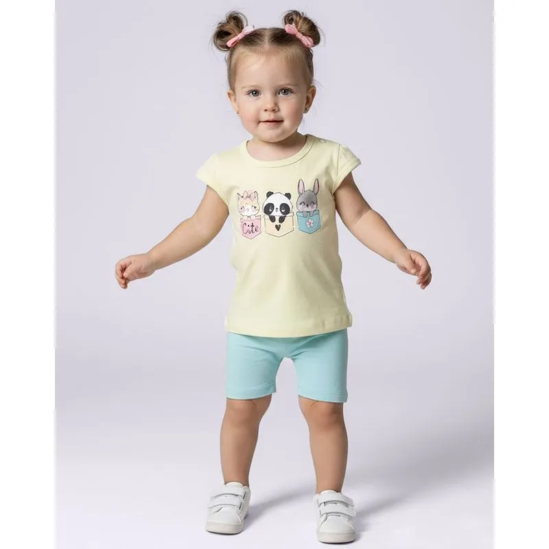 Conjunto Bebê Curto Estampa Bichinhos Amarelo 3