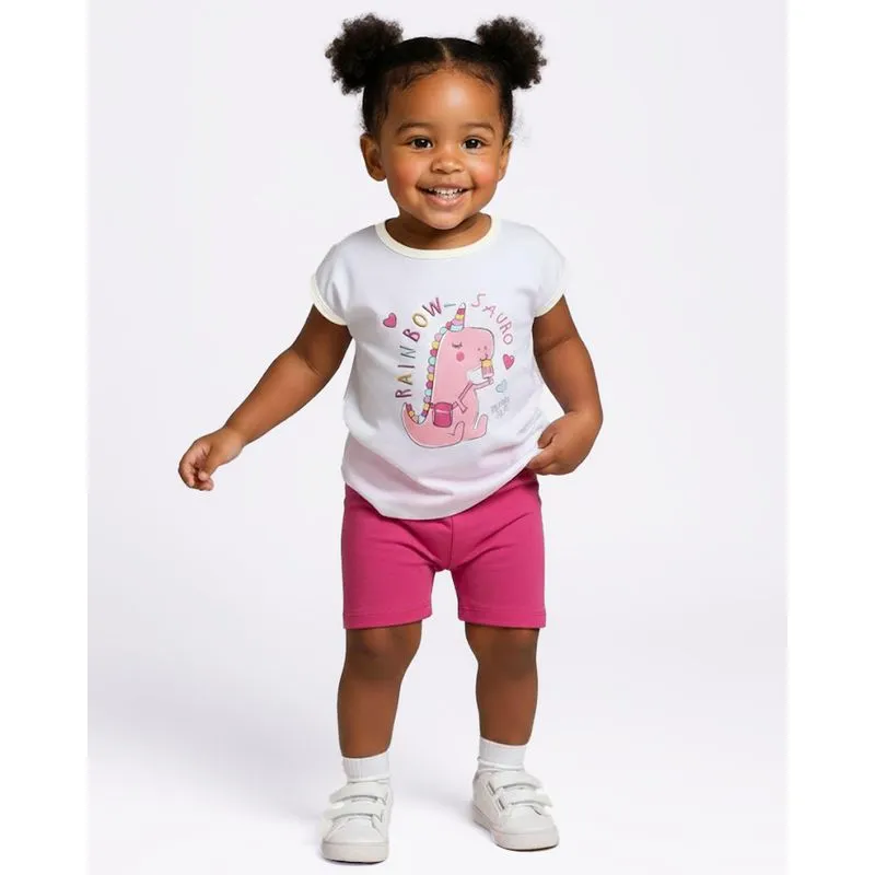 Conjunto Bebê Manga Curta Estampa Unicórnio Branco 4