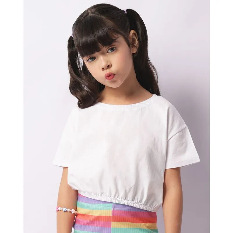Blusa Infantil Manga Curta Cropped Branca 8