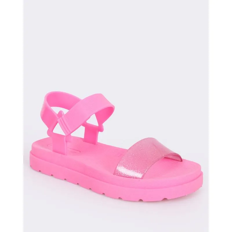 Sandália Infantil Papete Tiras Com Glitter Rosa 29/30