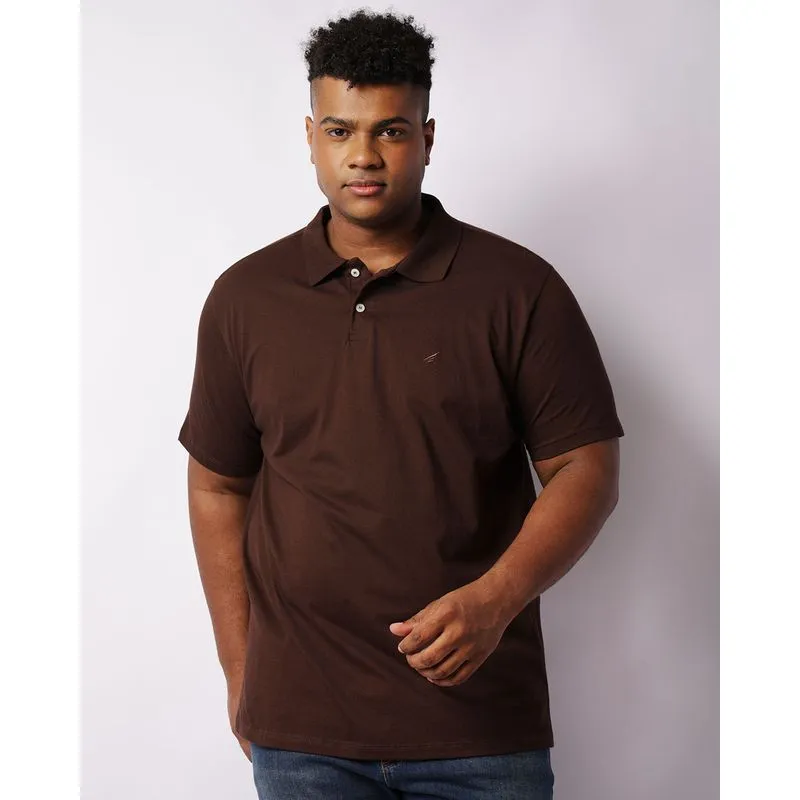 Camisa Polo Plus Size Masculina Manga Curta Marrom G1
