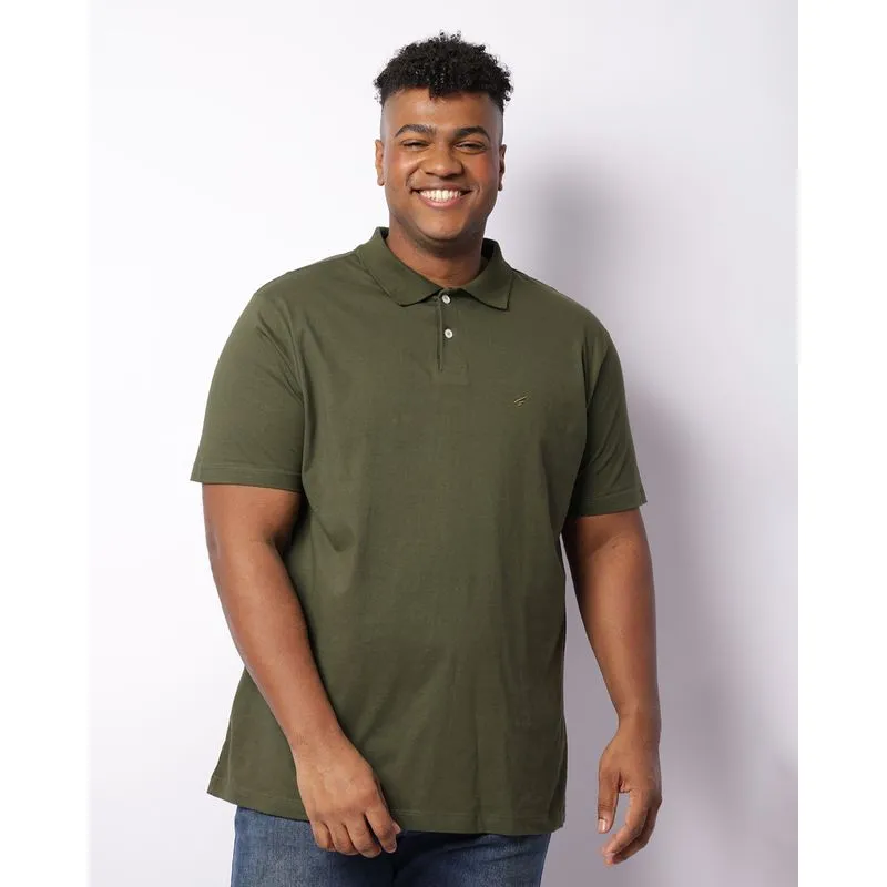Camisa Polo Plus Size Masculina Com Aplicação Manga Curta Verde G1