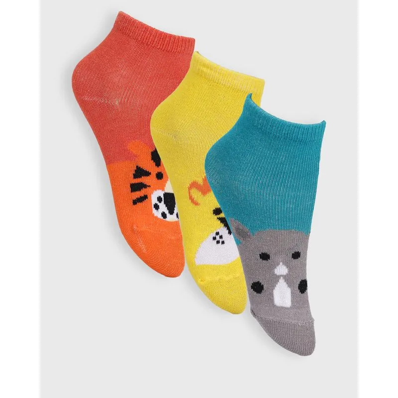 Kit 3 Pares De Meia Bebê Cano Médio Estampa Bichinho Verde Amarela E Laranja 0 A 6