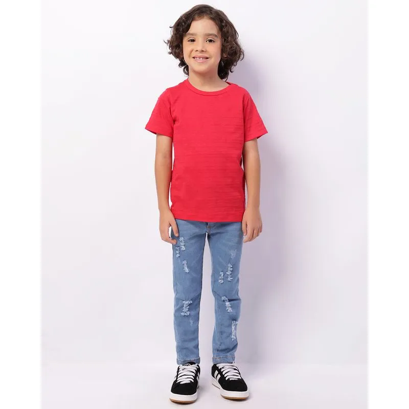 Calça Jeans Infantil Menino Skinny Destroyed Azul 8