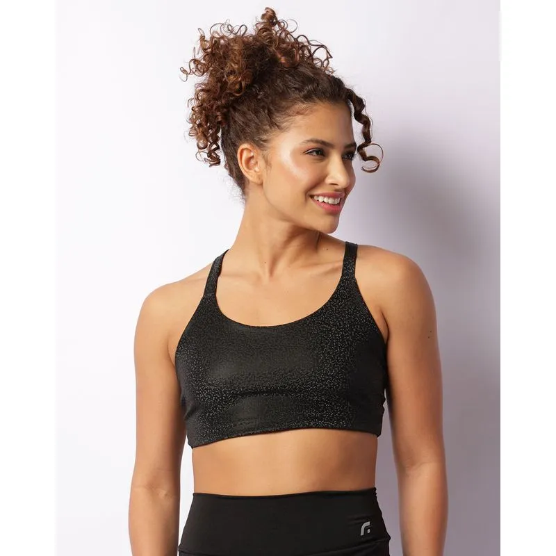 Top Fitness Feminino Suplex Sem Bojo Estampado Preto GG