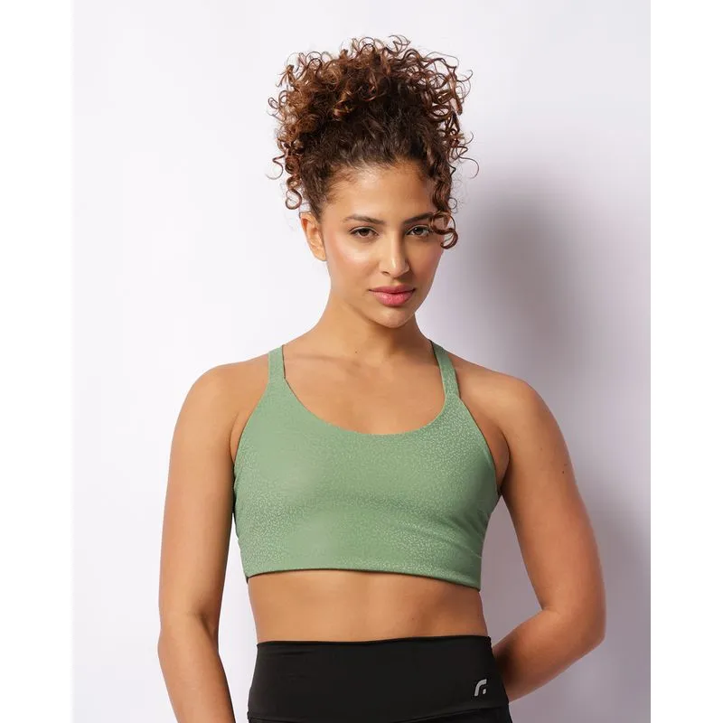 Top Fitness Feminino Suplex Sem Bojo Estampado Verde M
