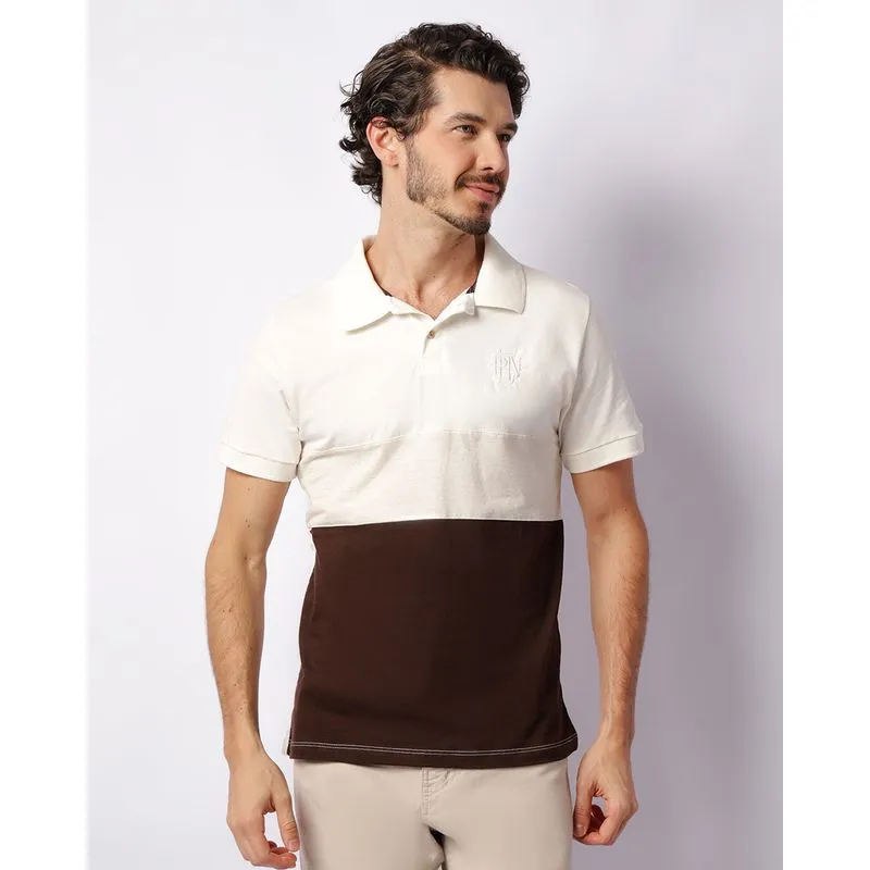 Camisa Polo Masculina Com Recorte Manga Curta Off White P