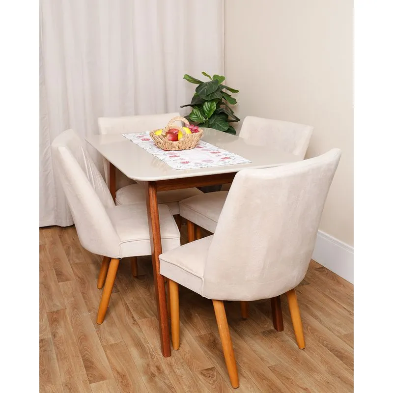 Trilho De Mesa Retangular 35cm x 100cm Estampa Floral Off White UN