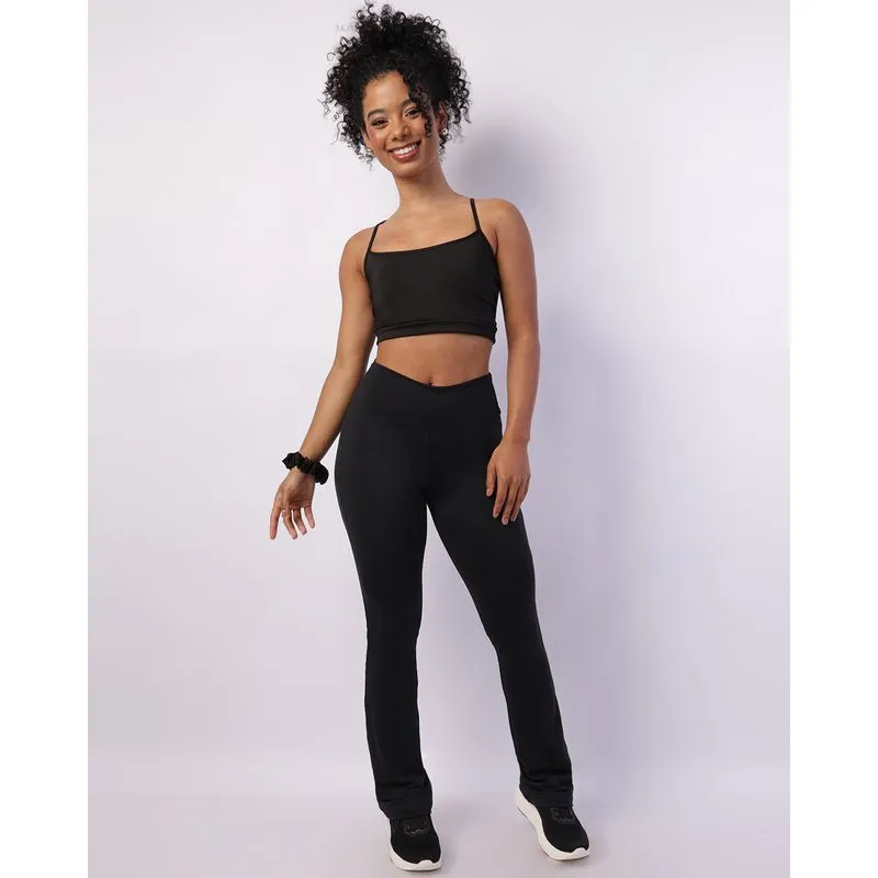 Calça Fitness Feminina Flare Preta GG