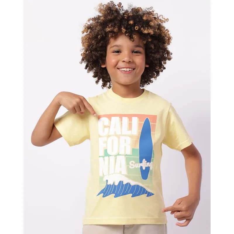 Camiseta Infantil Algodão Estampa Califórnia Amarela 6