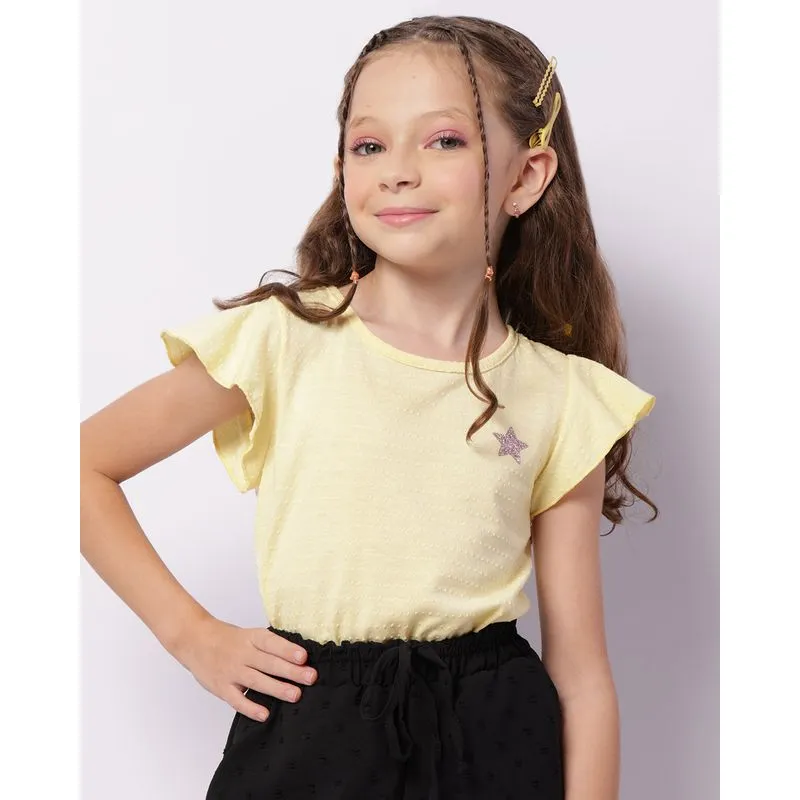Blusa Infantil Manga Curta Texturizada Amarela 8