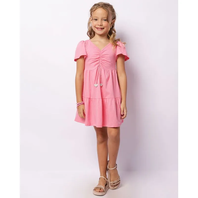 Vestido Infantil Curto Três Marias Colisse Com Glitter Rosa 4