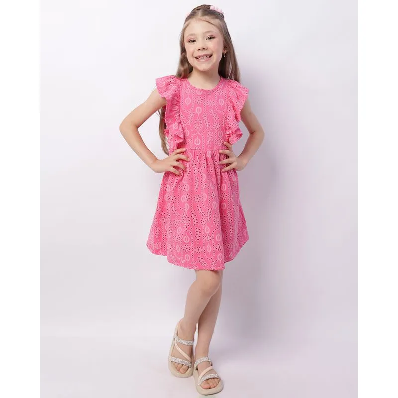Vestido Infantil Curto babado Laise Rosa 4