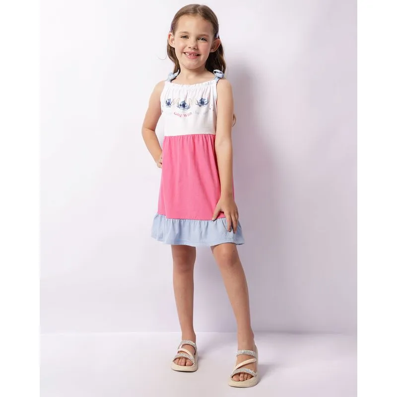 Vestido Infantil Três Marias Disney Stitch Alcinha Branco 8