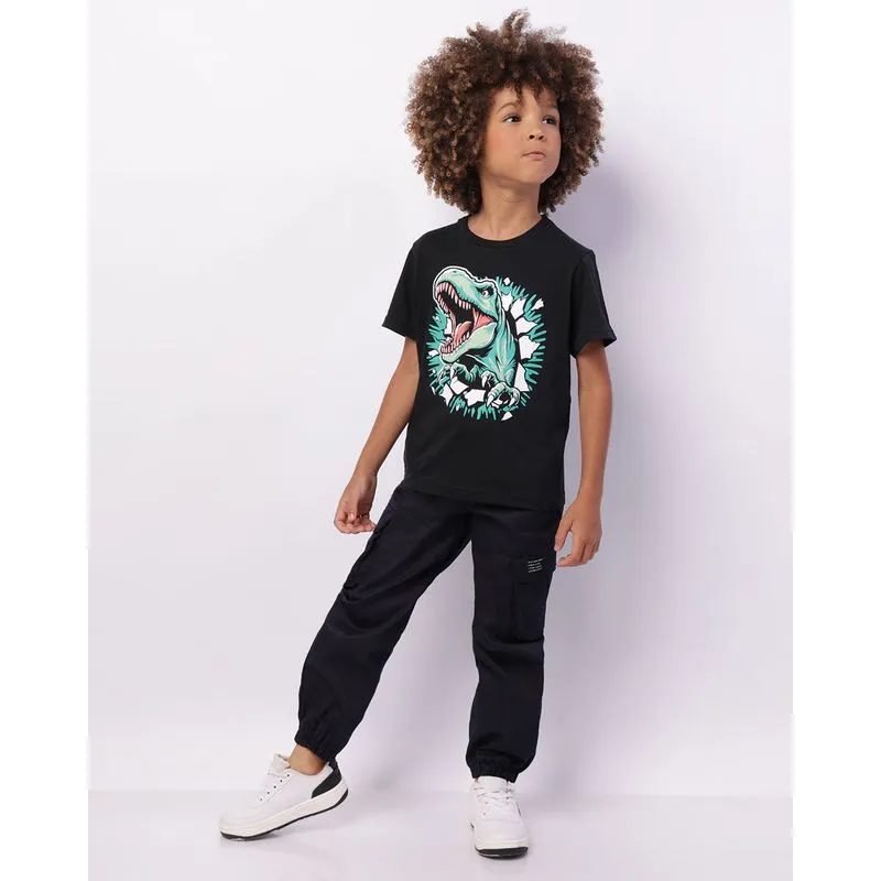 Calca Infantil Sarja Jogger Bolso Cargo Marinho 6