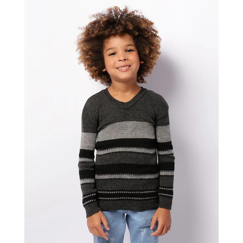 Suéter Infantil Tricô Estampas Sortidas Cinza Escuro 4