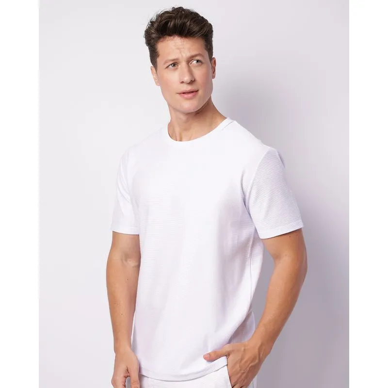 Camiseta Masculina Canelada Manga Curta Branca G