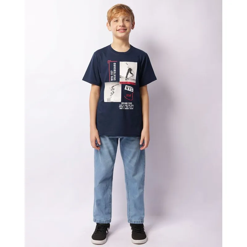 Calça Jens Juvenil Reta Puídos Com Bolsos Azul 14