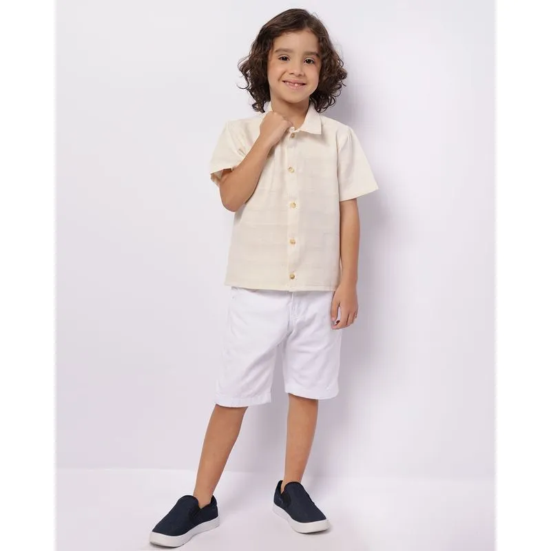 Bermuda Jeans Infantil Reta Com Bolsos Branca 8
