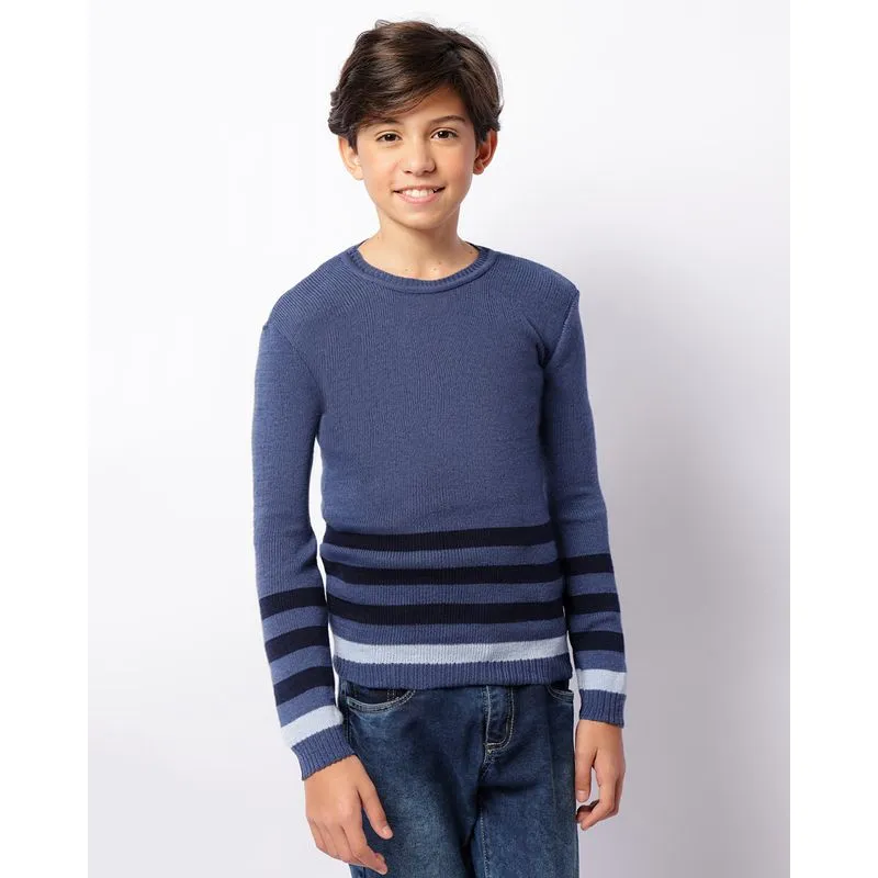 Suéter Juvenil Tricô Estampas Sortidas Azul 14