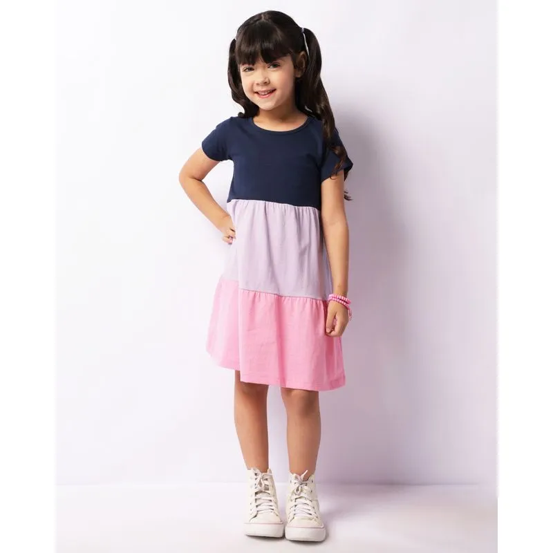 Vestido Infantil Manga Curta Três Marias Azul 4