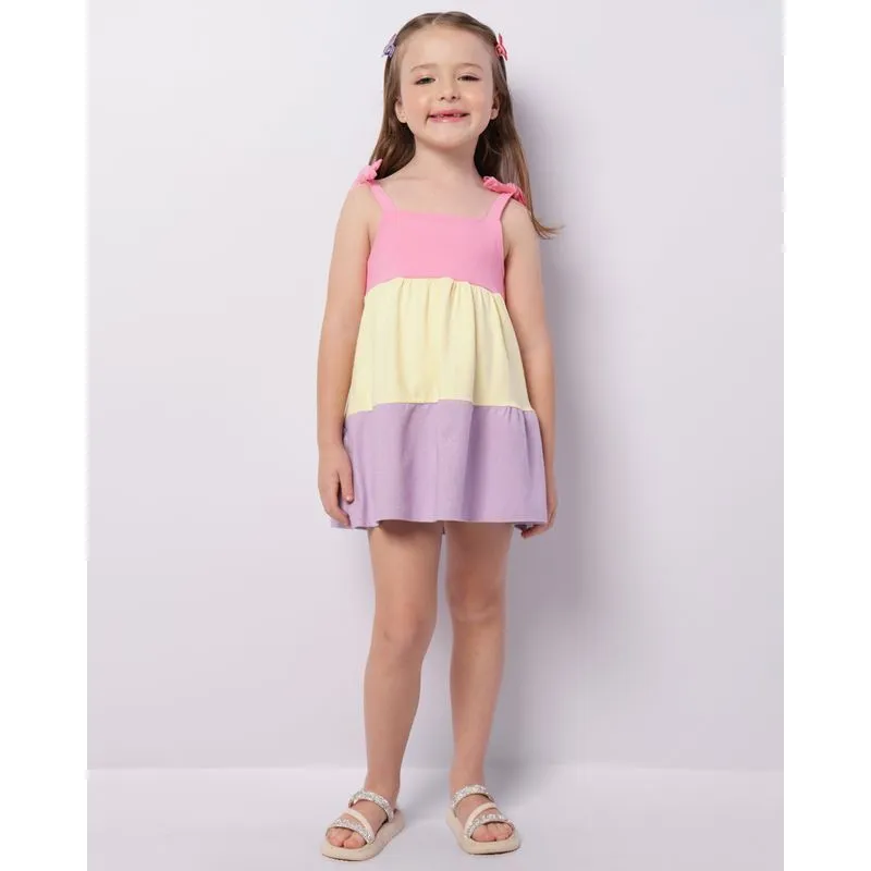 Vestido Infantil Curto Três Marias Com Glitter Rosa 6
