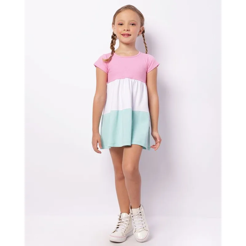 Vestido Infantil Curto Três Marias Com Glitter Rosa 6