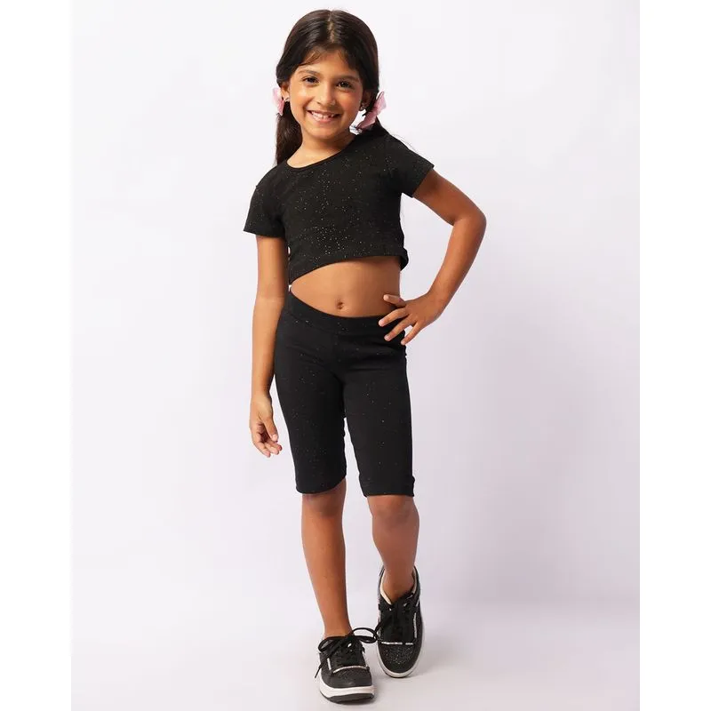Bermuda Infantil Ciclista Com Glitter Preta 6