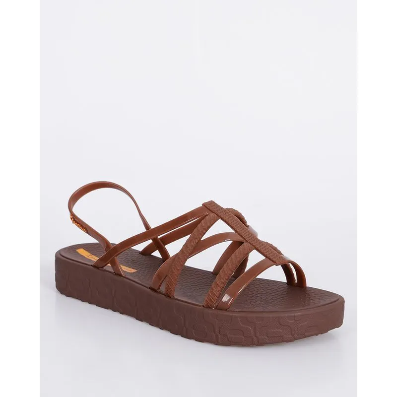 Sandália Rasteira Feminina Ipanema Flatform Texturizada Marrom 37