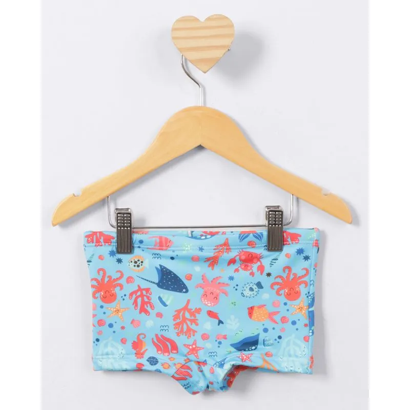 Sunga Box Bebê Estampada Fundo Do Mar Azul 2