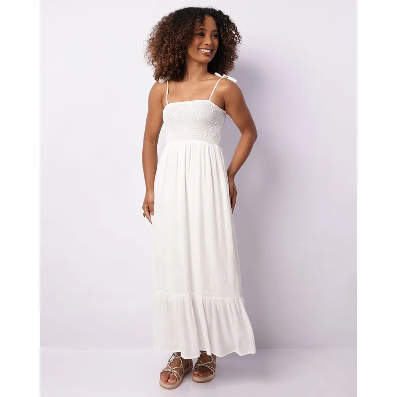 Vestido Feminino Berry & Co. Alcinha Bordado Branco P