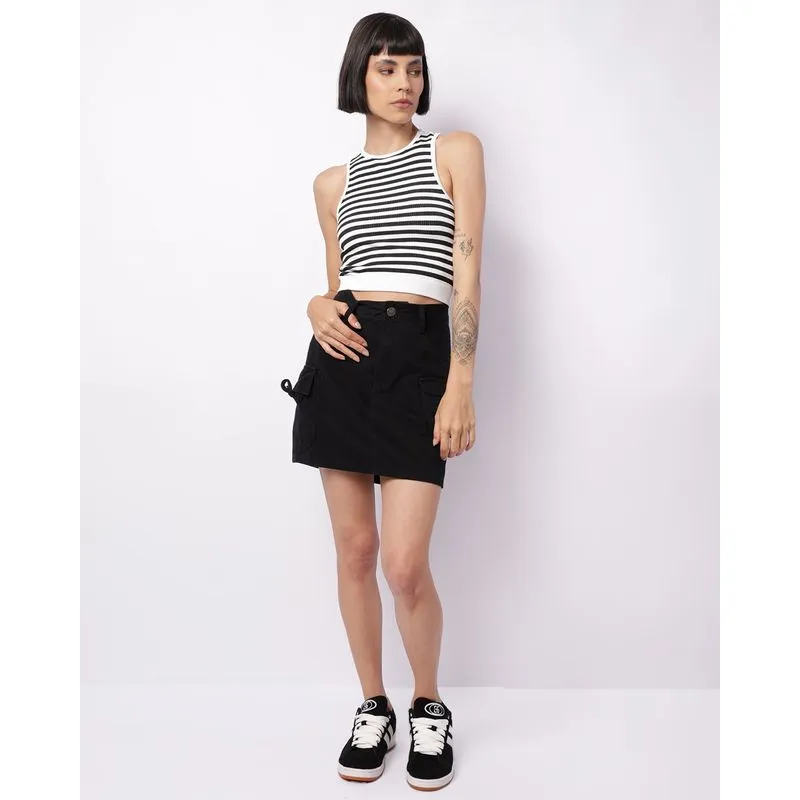 Saia Sarja Feminina Bolso Cargo Preta 40