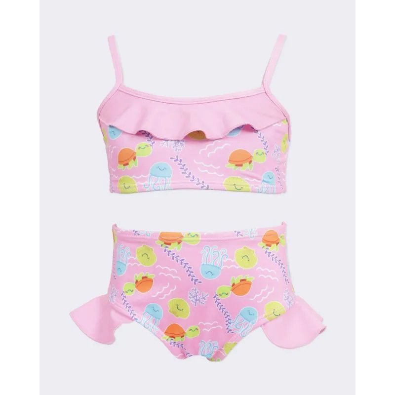 Conjunto Biquíni Infantil Estampa Fundo Do Mar Rosa 8