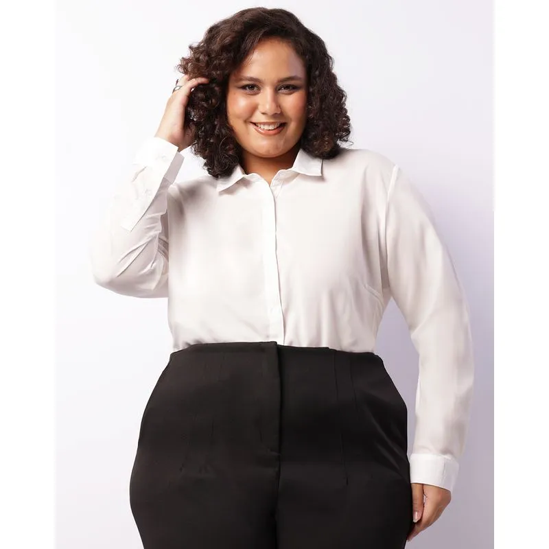 Camisa Plus Size Feminina Berry & Co. Manga Longa Off White G2