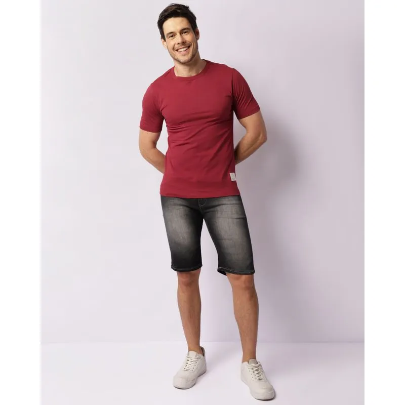 Bermuda Jeans Masculina Reta Marmorizada Cinza 48