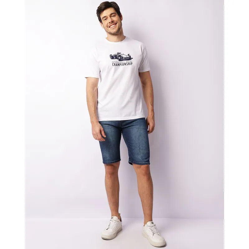 Bermuda Jeans Masculina Reta Azul 42