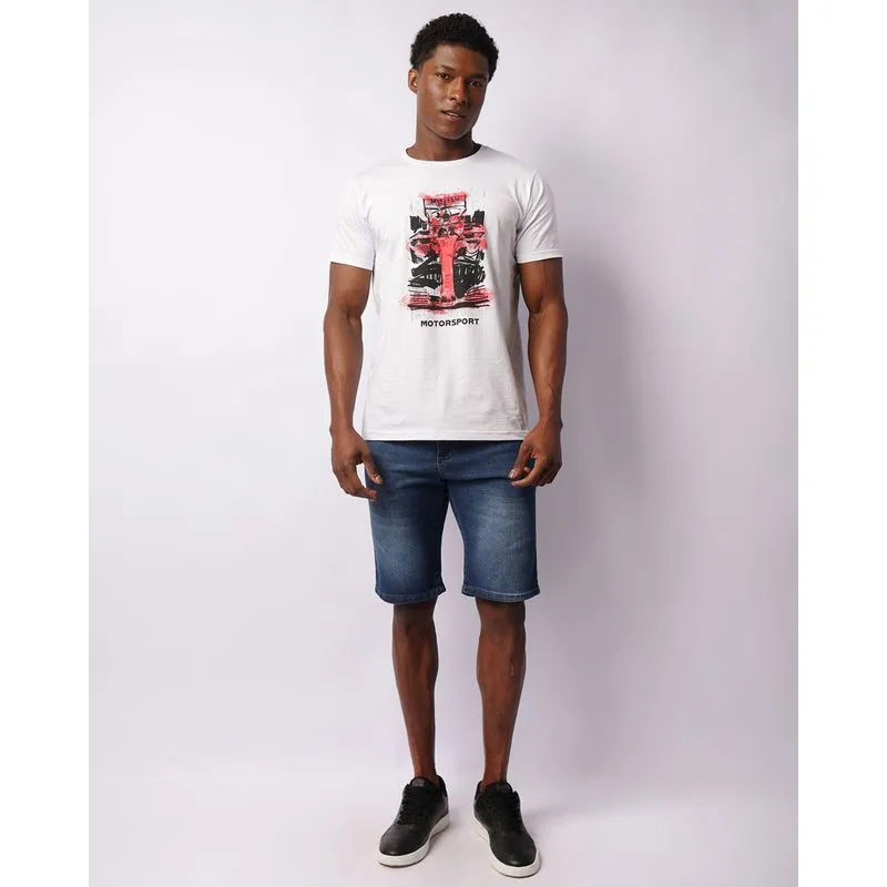 Bermuda Jeans Masculina Reta Com Bolsos Azul 46